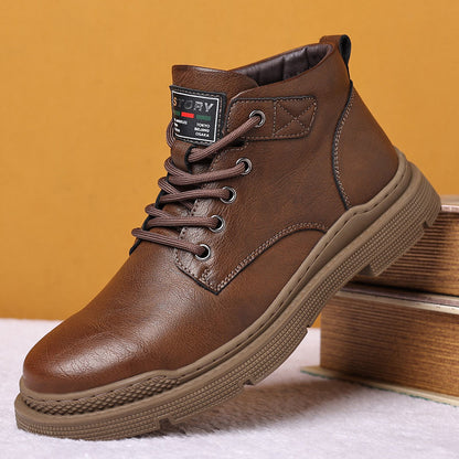 Men's Microfiber Ankle Boots with Laces - Warm and Comfortable for Winter