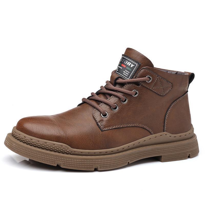 Men's Microfiber Ankle Boots with Laces - Warm and Comfortable for Winter