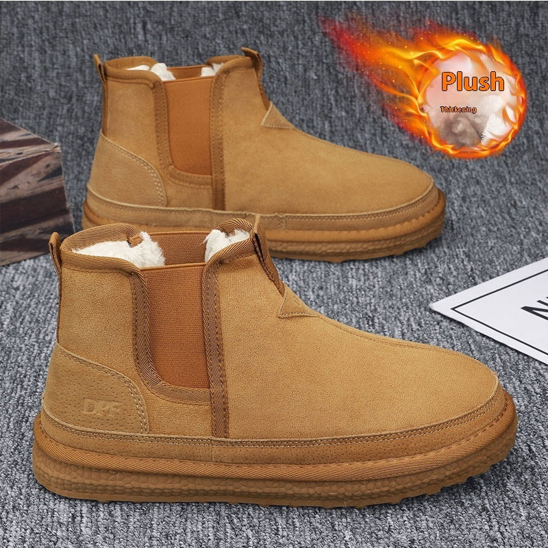 Men's PU Suede Ankle Boots with Fleece Lining – Comfort and Warmth for Winter, Non-Slip PVC Sole