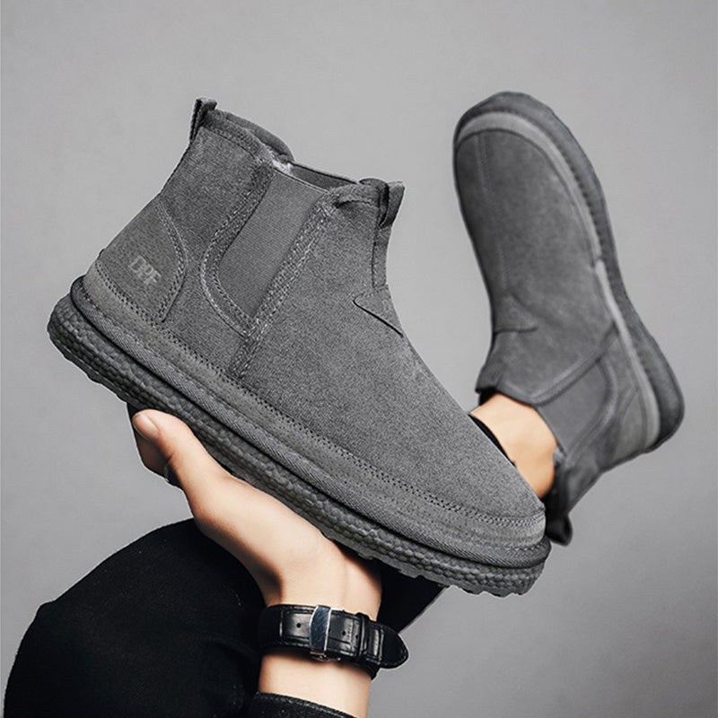 Men's PU Suede Ankle Boots with Fleece Lining – Comfort and Warmth for Winter, Non-Slip PVC Sole