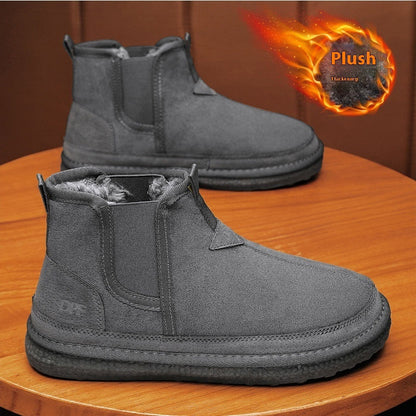 Men's PU Suede Ankle Boots with Fleece Lining – Comfort and Warmth for Winter, Non-Slip PVC Sole
