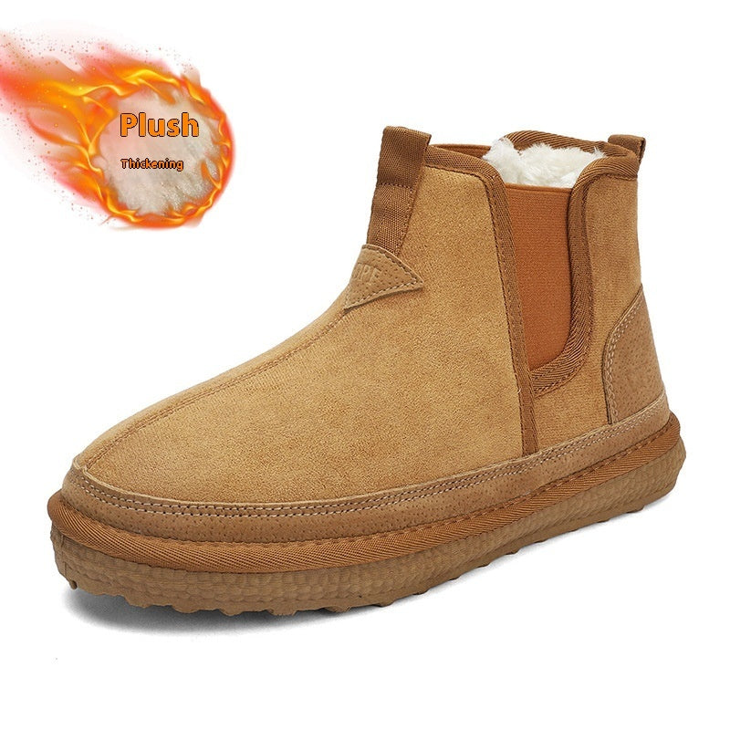 Bottines Hommes en PU Daim avec Doublure Polaire – Confort et Chaleur pour Hiver, Semelle PVC Antidérapante