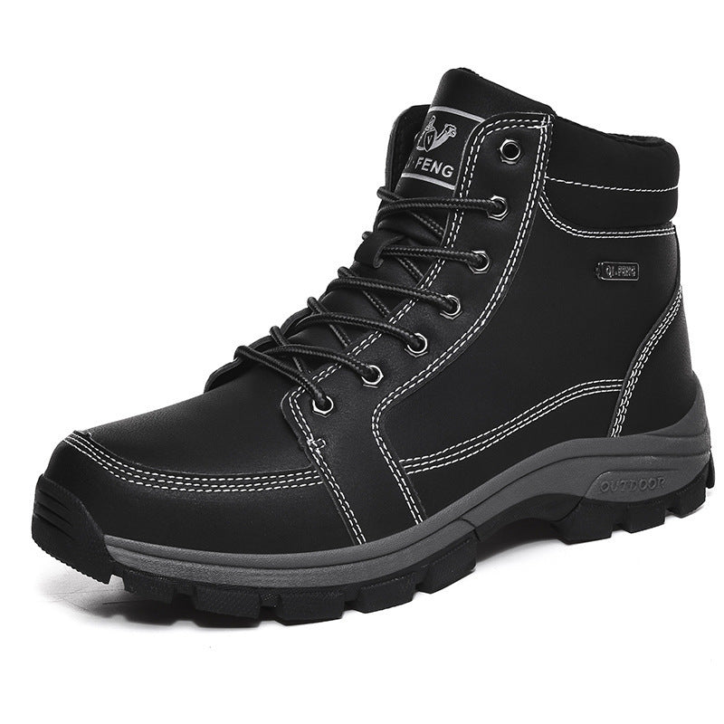 Insulated Leather Ankle Boots for Men with Laces – Comfort, Traction, and Padded Collar for Winter