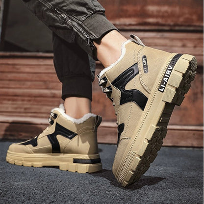 Insulated High-Top Boots for Men with Faux Fur Lining - Ideal for Winter