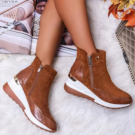 Bottines imperméables pour femmes avec talon compensé en daim - Confort et style 0