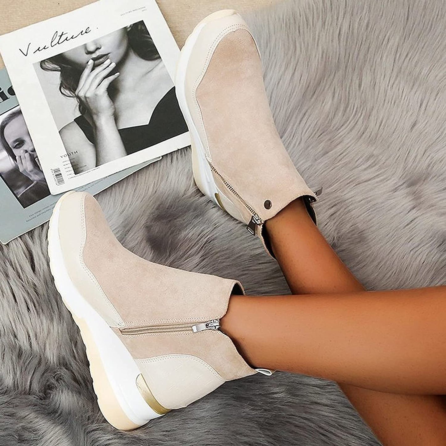 Bottines imperméables pour femmes avec talon compensé en daim - Confort et style 4