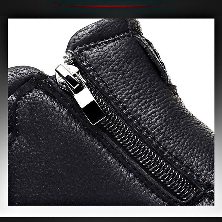 Bottines pour Hommes en PU avec Doublure en Peau de Mouton et Fermeture Éclair – Chaudes et Antidérapantes pour l'Hiver