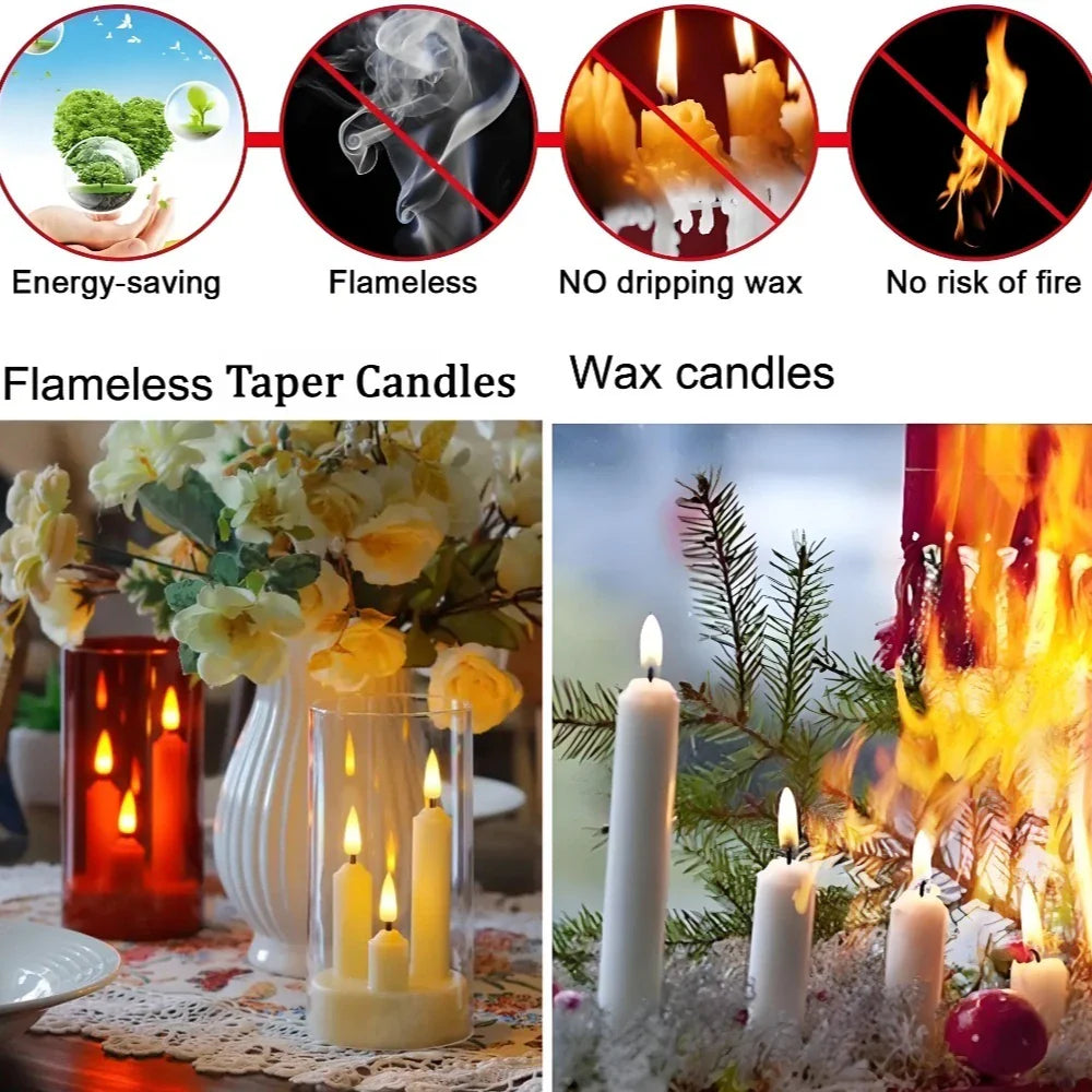 3 in 1 Conical LED Candles with 15 cm Lampshade – Flickering Flame Illusion