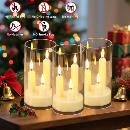 3 in 1 Conical LED Candles with 15 cm Lampshade – Flickering Flame Illusion
