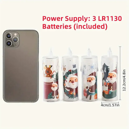 Flickering Electronic LED Candles for Christmas - 4 Safe and Reusable Decorative Pieces