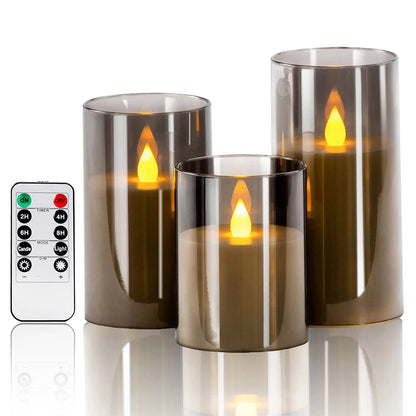Flameless LED Candles with Remote Control - Set of 3 Flickering Candles for Wedding and Home Decoration