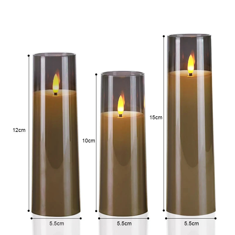 Bougies LED Sans Flamme avec Télécommande - Ensemble de 3 Bougies Flickering pour Décoration de Mariage et Maison