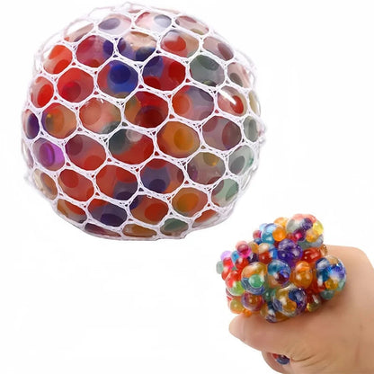 Anti-Stress Ball in TPR with Rainbow Beads – 6 cm, Decompression Tool for Teenagers and Adults