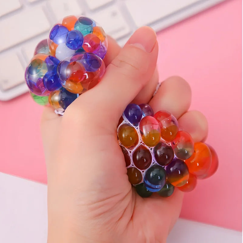 Anti-Stress Ball in TPR with Rainbow Beads – 6 cm, Decompression Tool for Teenagers and Adults