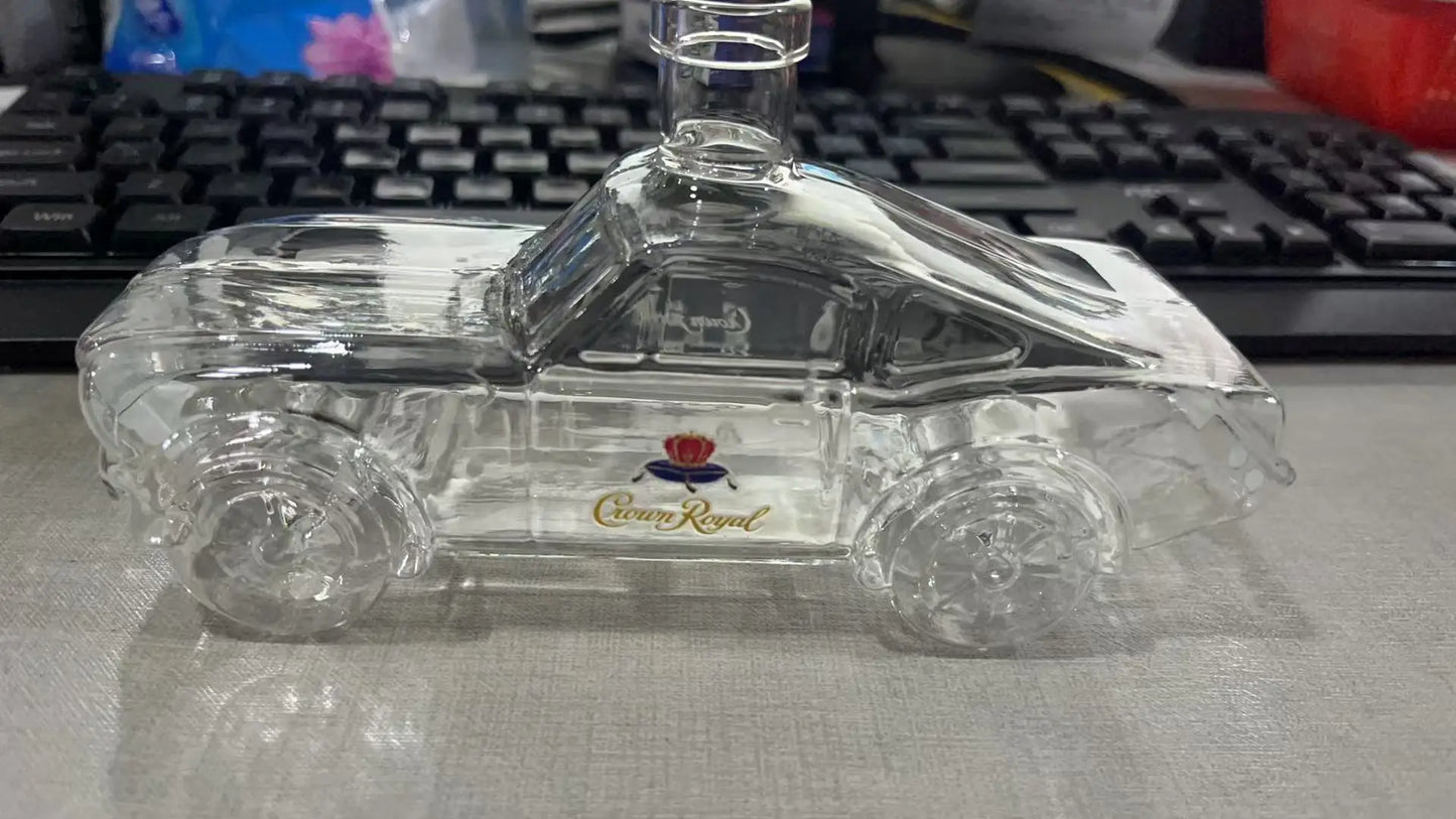 Glass Bottle in V-Twin Engine Shape – Artistic Carafe for Motorcycle Enthusiasts