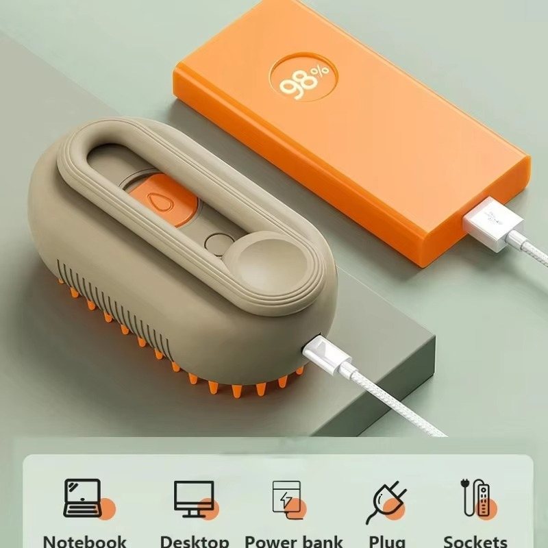 3-in-1 Massage Brush for Dog and Cat with Anti-Fly Spray – Grooming and Bath Tool