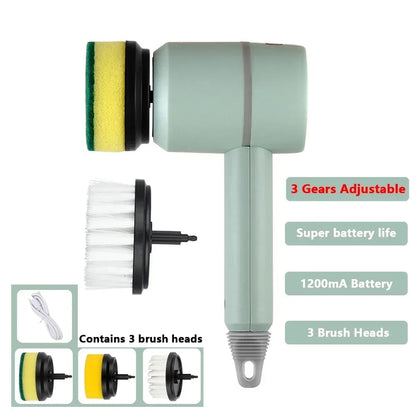 Brosse de nettoyage électrique rechargeable USB – Outil professionnel à 3 vitesses pour cuisine et salle de bain