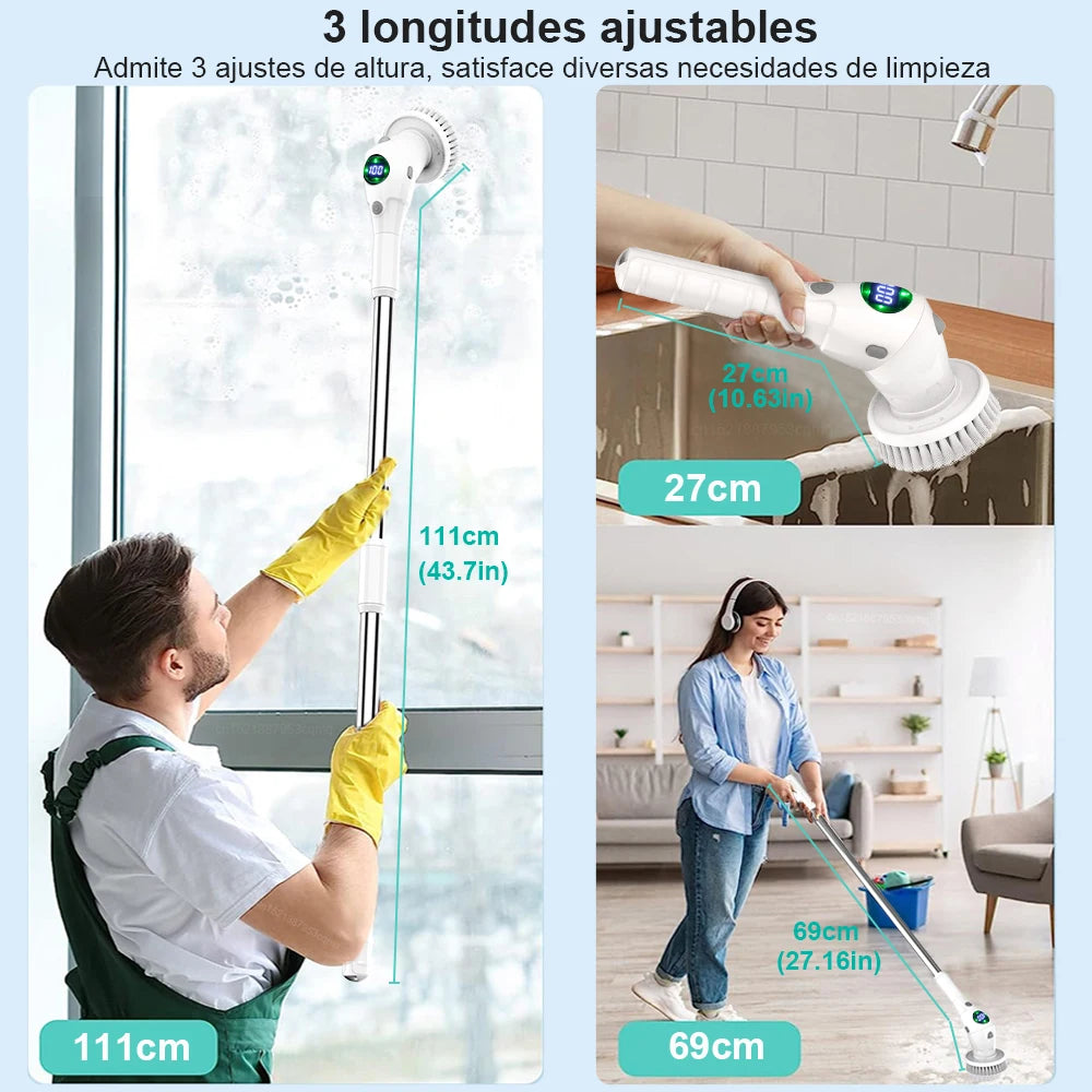 8 in 1 Cordless Electric Rotating Cleaning Brush for Kitchen and Bathroom