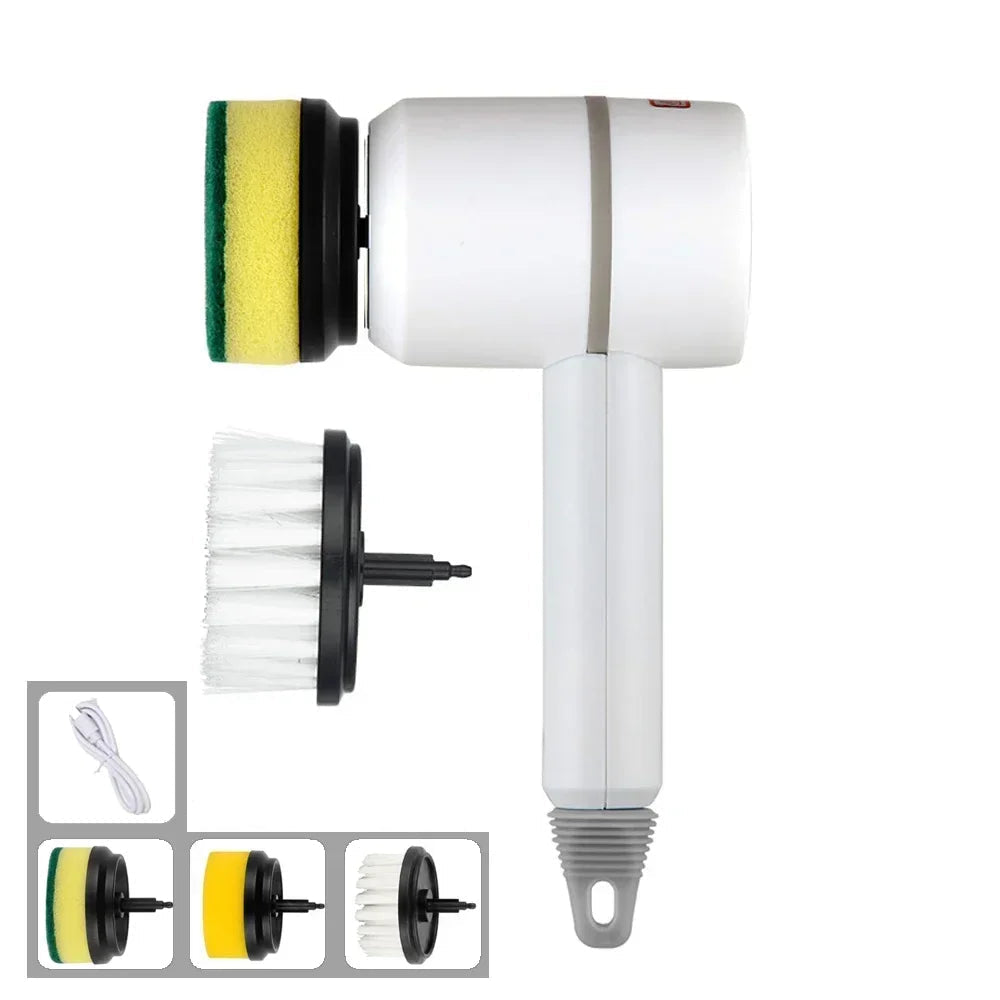 Brosse de Nettoyage Électrique Sans Fil Rechargeable USB – Outil Professionnel 3 Vitesses pour Cuisine et Salle de Bain