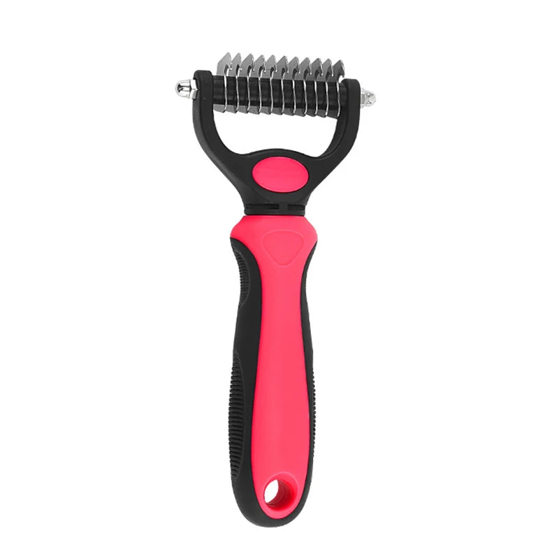 Ergonomic Grooming Brush for Dogs and Cats – Detangler and Knot Cutter, Suitable for All Coat Types