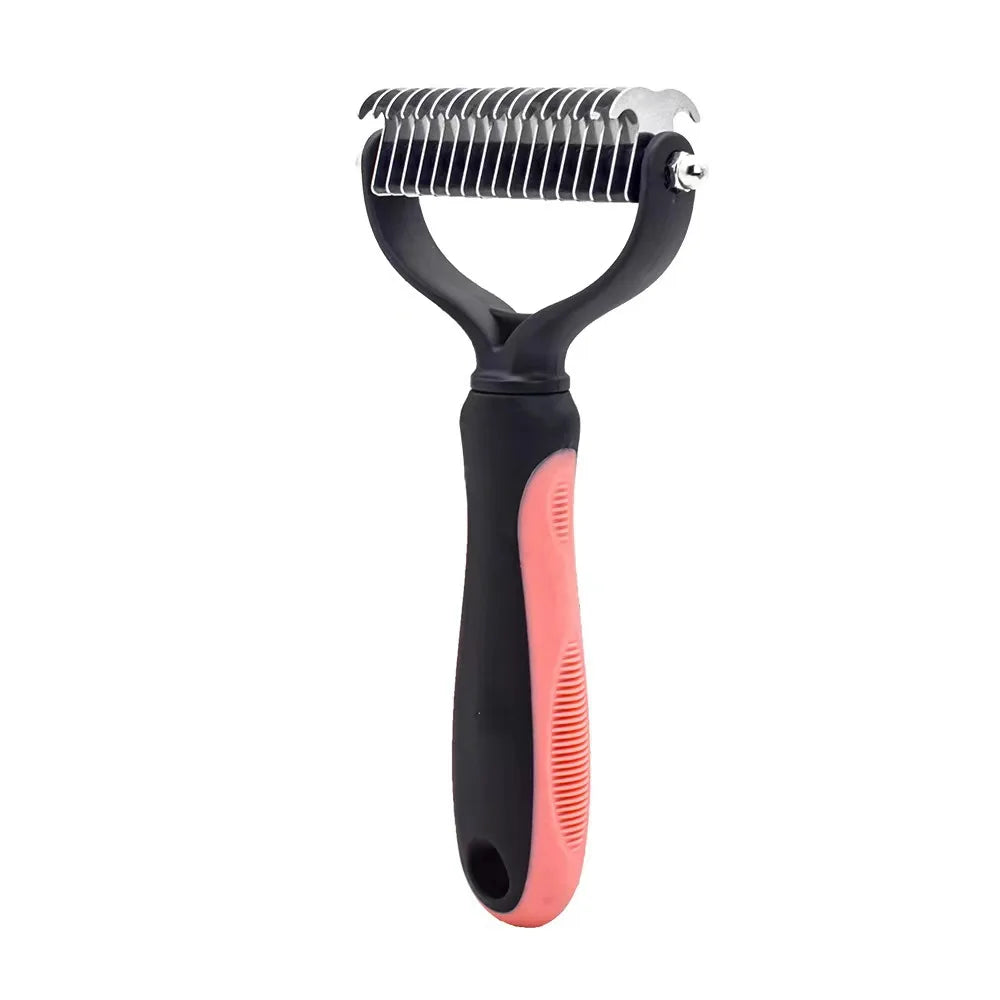 Ergonomic Grooming Brush for Dogs and Cats – Detangler and Knot Cutter, Suitable for All Coat Types