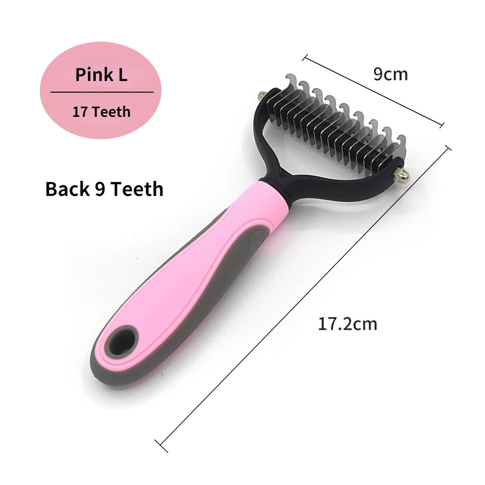 Ergonomic Grooming Brush for Dogs and Cats – Detangler and Knot Cutter, Suitable for All Coat Types