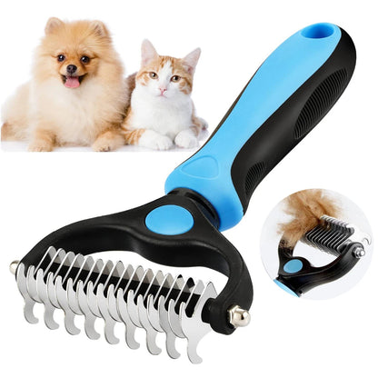 Ergonomic Grooming Brush for Dogs and Cats – Detangler and Knot Cutter, Suitable for All Coat Types