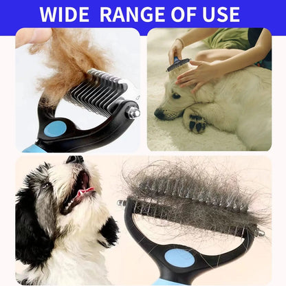 Ergonomic Grooming Brush for Dogs and Cats – Detangler and Knot Cutter, Suitable for All Coat Types