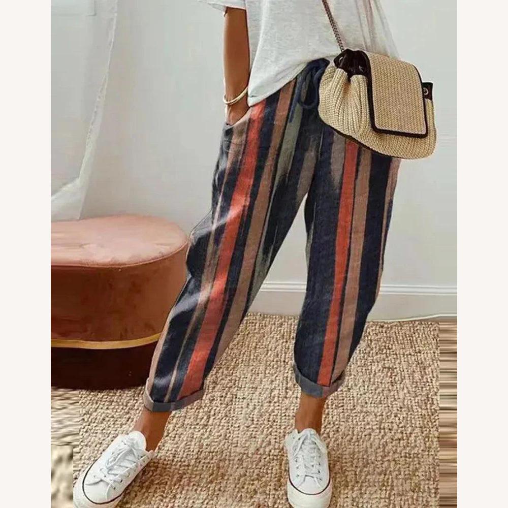 Pantalon Fluide Femme en Lin Léger – Confort Élevé, Taille Élastique, Coupe Moderne, Multicolore, S à XL