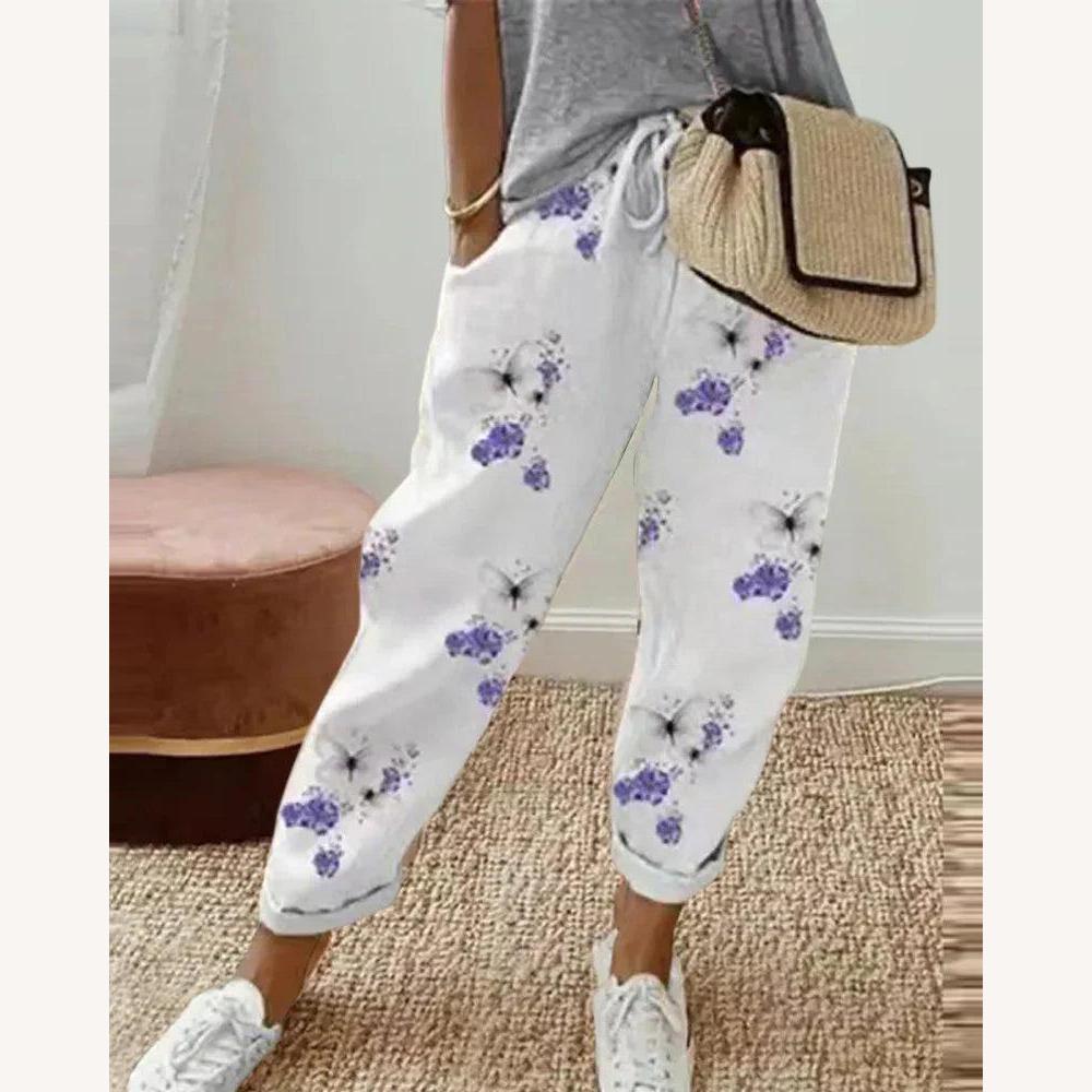Pantalon Fluide Femme en Lin Léger – Confort Élevé, Taille Élastique, Coupe Moderne, Multicolore, S à XL