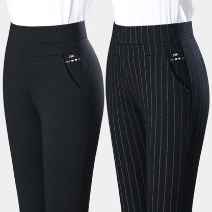 Women's Slim Stretch Pants Black and Striped – Optimal Comfort and Elegance for All Occasions
