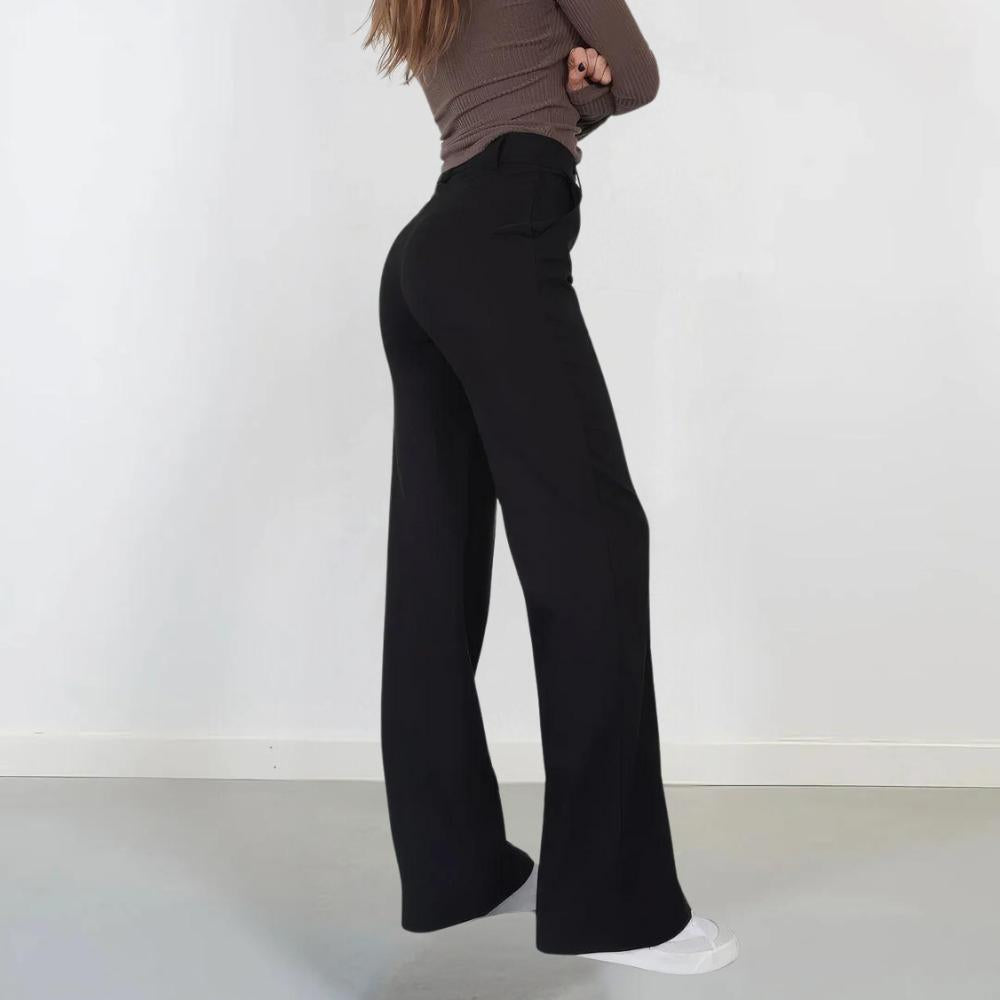 Pantalon Fluide Femme Taille Mi-Haute Élégant en Tissu Léger – Confort et Style pour Toutes Occasions
