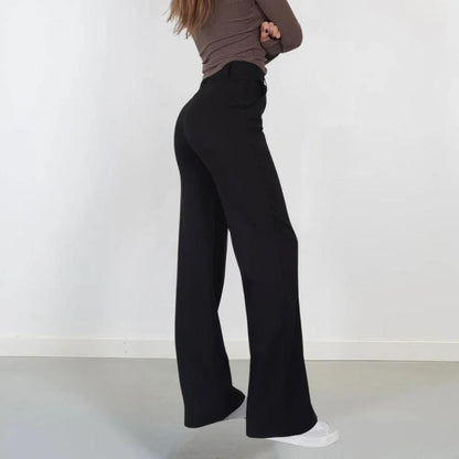 Women's Fluid Pants Mid-High Waist Elegant in Lightweight Fabric – Comfort and Style for All Occasions
