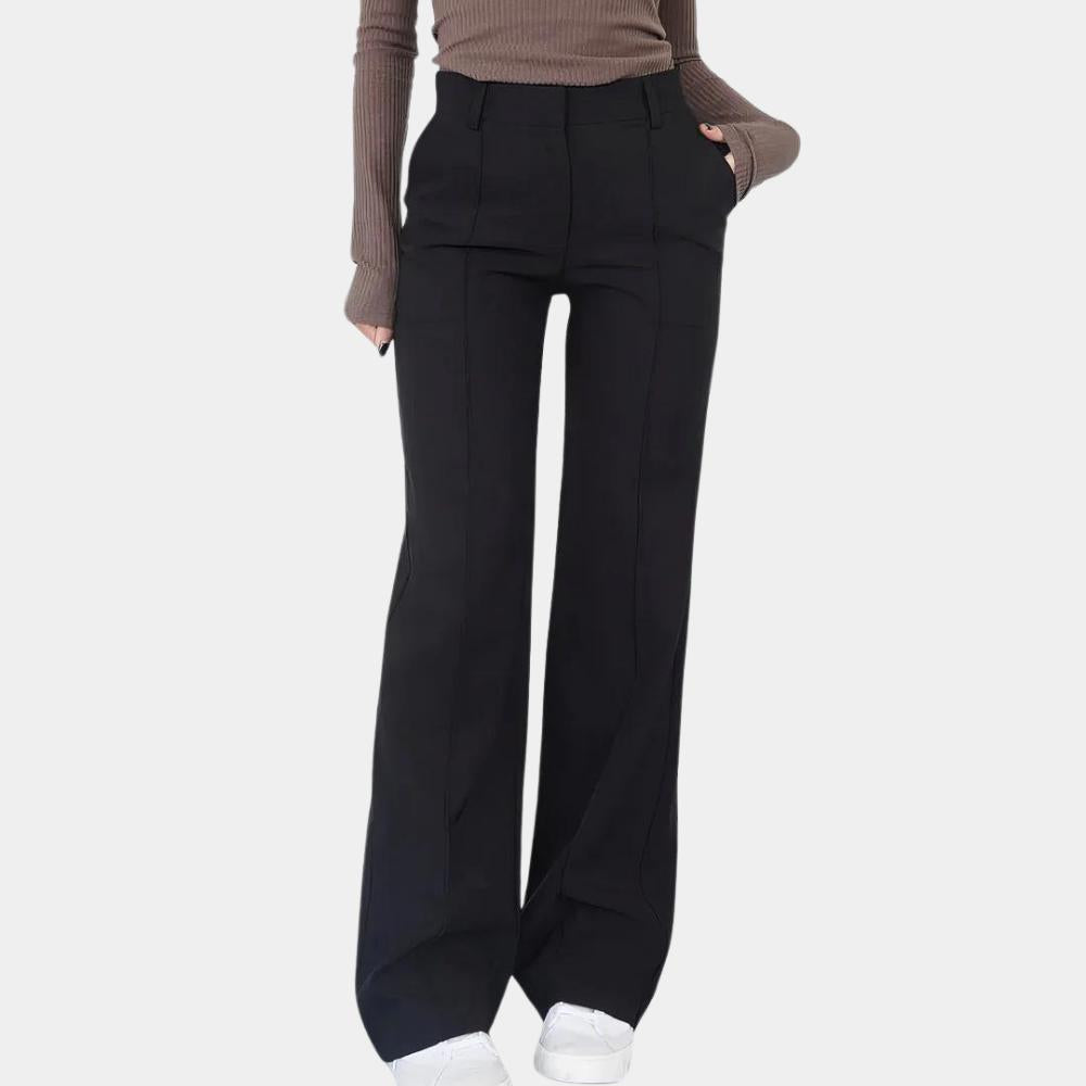 Pantalon Fluide Femme Taille Mi-Haute Élégant en Tissu Léger – Confort et Style pour Toutes Occasions