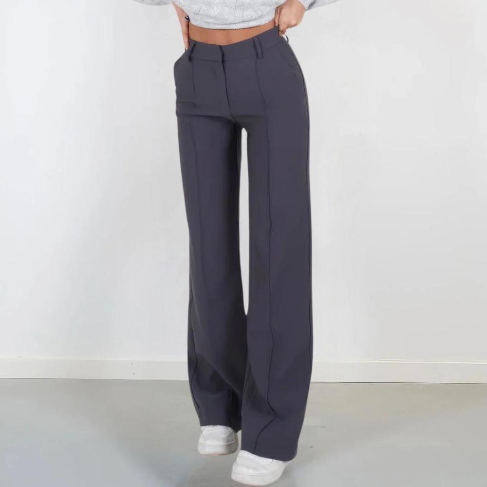 Pantalon Fluide Femme Taille Mi-Haute Élégant en Tissu Léger – Confort et Style pour Toutes Occasions