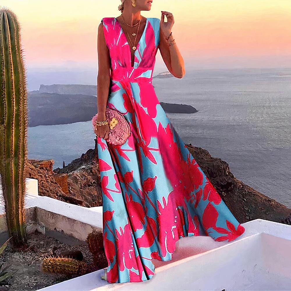 Robe d'Été Femme Longue Sans Manches Élégante et Légère – Chic pour Journées Ensoleillées