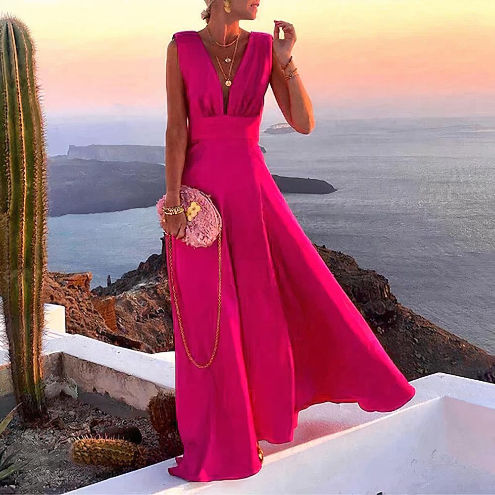 Robe d'Été Femme Longue Sans Manches Élégante et Légère – Chic pour Journées Ensoleillées