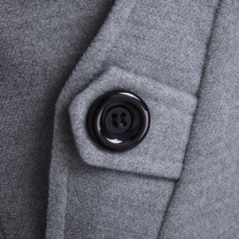 Caban Men’s Double-Breasted Polyester Wool-Touch – Elegant Winter Coat