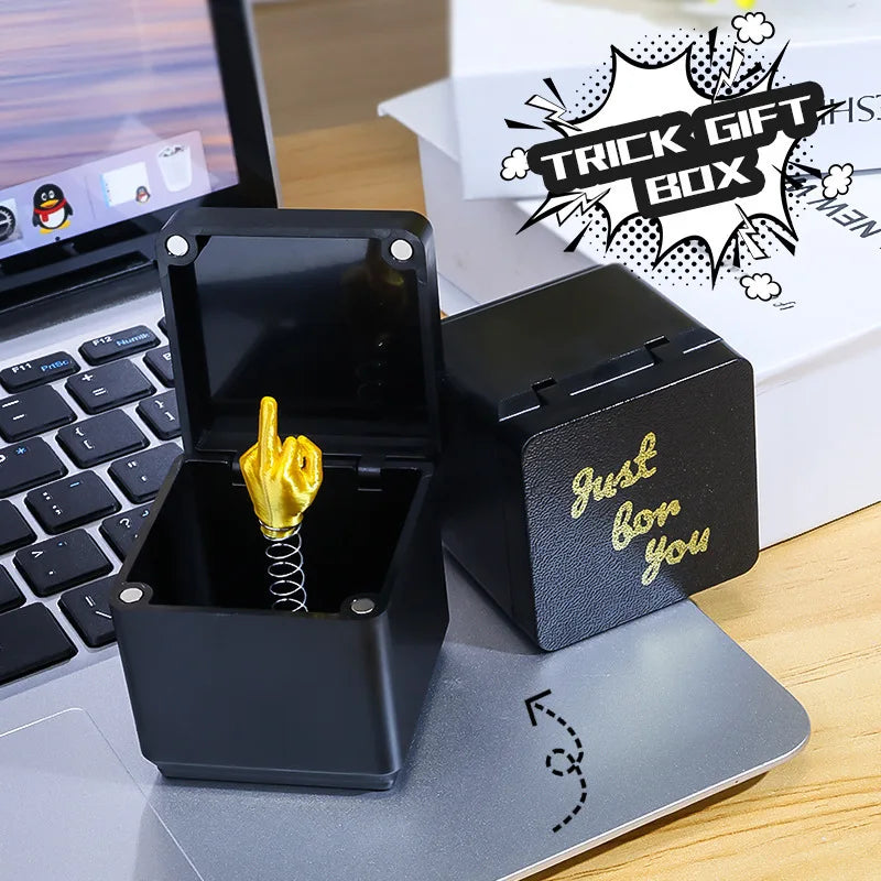 Creative Christmas Prank Gift - Surprise Box with Middle Finger for Fun Decoration