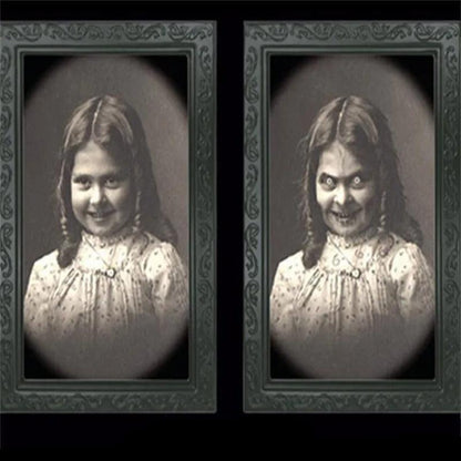 Animated 3D Photo Frame Halloween Scary Ghost in Black PVC – Unique Decoration for Halloween Party