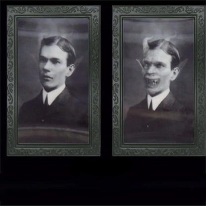 Animated 3D Photo Frame Halloween Scary Ghost in Black PVC – Unique Decoration for Halloween Party