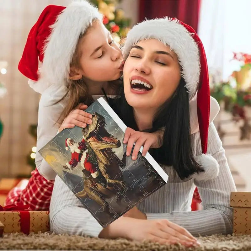 Calendrier de l'Avent Dinosaure - Compte à Rebours de Noël de 24 Jours pour Enfants et Familles