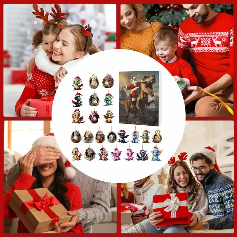 Calendrier de l'Avent Dinosaure - Compte à Rebours de Noël de 24 Jours pour Enfants et Familles