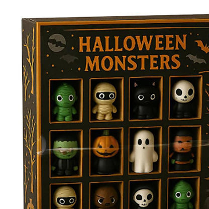 Halloween Advent Calendar 2025 with 12 Scary Miniature Dolls in Plastic and Resin – Festive Decoration
