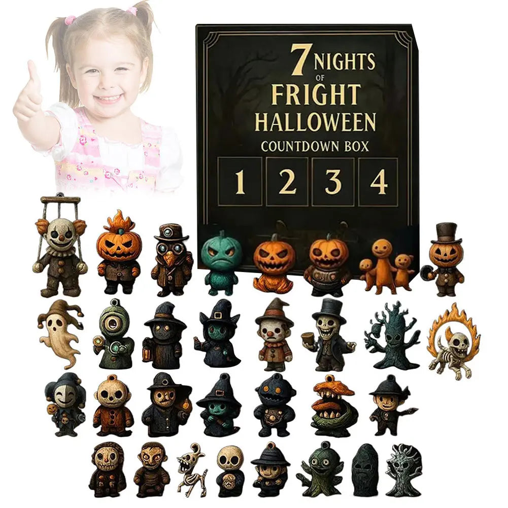 Halloween Advent Calendar 2025 with 31 Collectible Figurines – Compact Thematic Decoration in Plastic and PVC