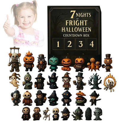 Halloween Advent Calendar 2025 with 31 Collectible Figurines – Compact Thematic Decoration in Plastic and PVC