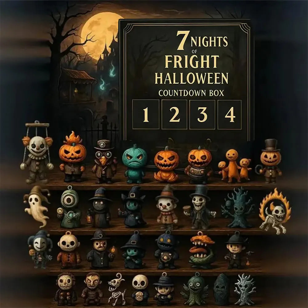 Calendrier de l'Avent Halloween 2025 avec 31 Figurines de Collection – Décoration Thématique Compacte en Plastique et PVC