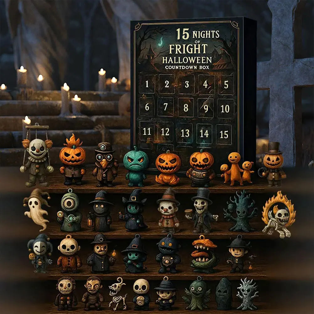 Calendrier de l'Avent Halloween 2025 avec 31 Figurines de Collection – Décoration Thématique Compacte en Plastique et PVC