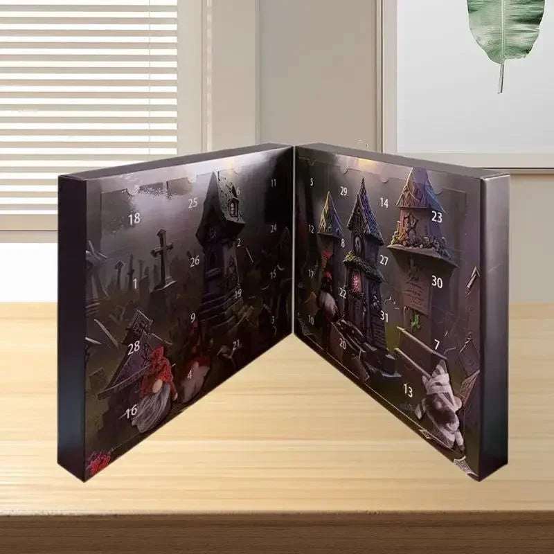 Halloween Advent Calendar with 24 Miniature Paper Gnomes – Festive Decoration for Countdown