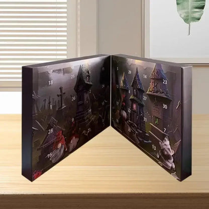 Halloween Advent Calendar with 24 Miniature Paper Gnomes – Festive Decoration for Countdown